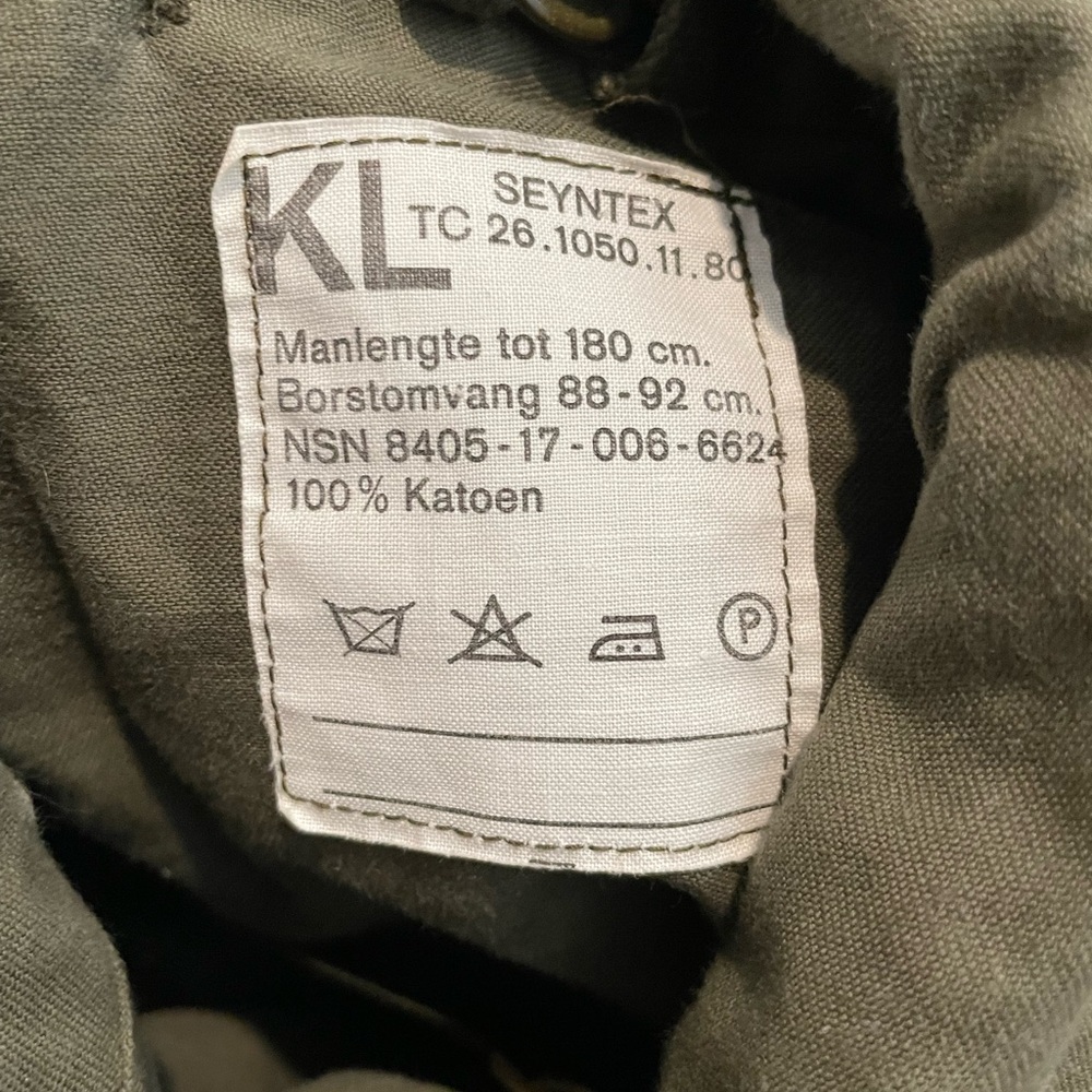 VTG KL Seyntex 70s Netherlands Military Army Olive Green Field Winter Jacket LG